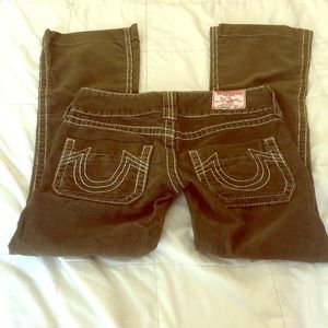 True Religion Bootcut olive green corduroys sz 27